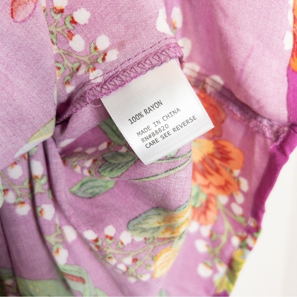 NWT Rachel Zoe Tropical Floral‎ Purple Ruffle Faux Wrap Blouse Top Size 3X - Picture 6 of 6
